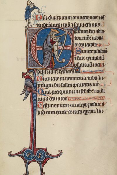 Initial E: David Playing the Harp and a Man Heaving a Rock by Bute Master